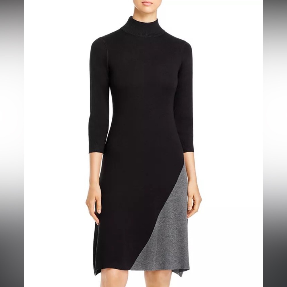 Calvin Klein Women's Colorblocked Mock-Neck Dress Black